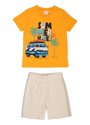 Tink Bink - Conjunto Silk Summer Vibes e Bermuda Amarelo - TINK BINK