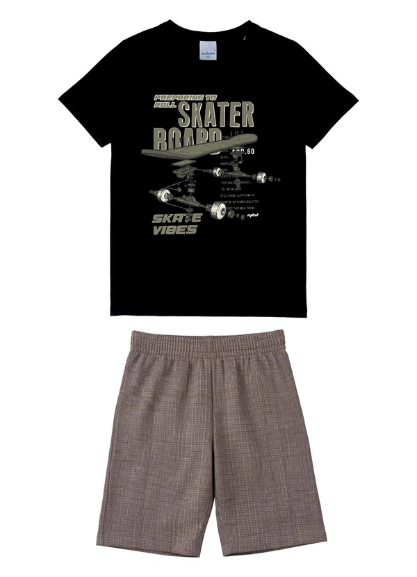 Malwee Kids - Conjunto Skater Board Preto