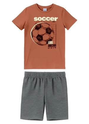 Malwee Kids - Conjunto Soccer com Moletinho Terracota - MALWEE KIDS