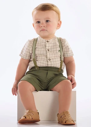 Up Baby - Conjunto Social para Bebê Menino Bege - UP BABY