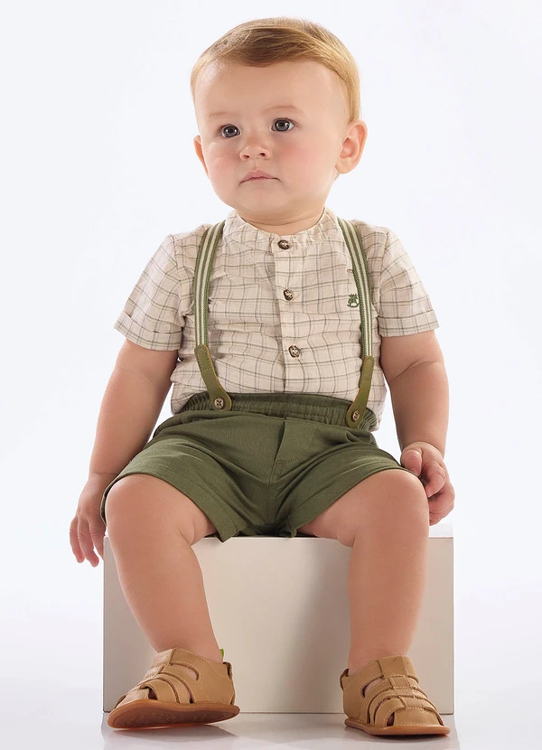 Up Baby - Conjunto Social para Bebê Menino Bege