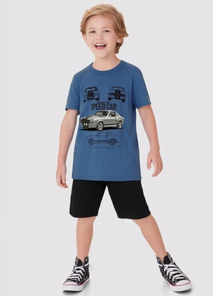 Malwee Kids - Conjunto Speed Car em Moletinho Azul - MALWEE KIDS