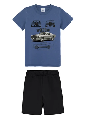 Malwee Kids - Conjunto Speed Car em Moletinho Azul - MALWEE KIDS