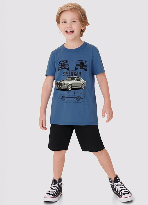 Malwee Kids - Conjunto Speed Car em Moletinho Azul