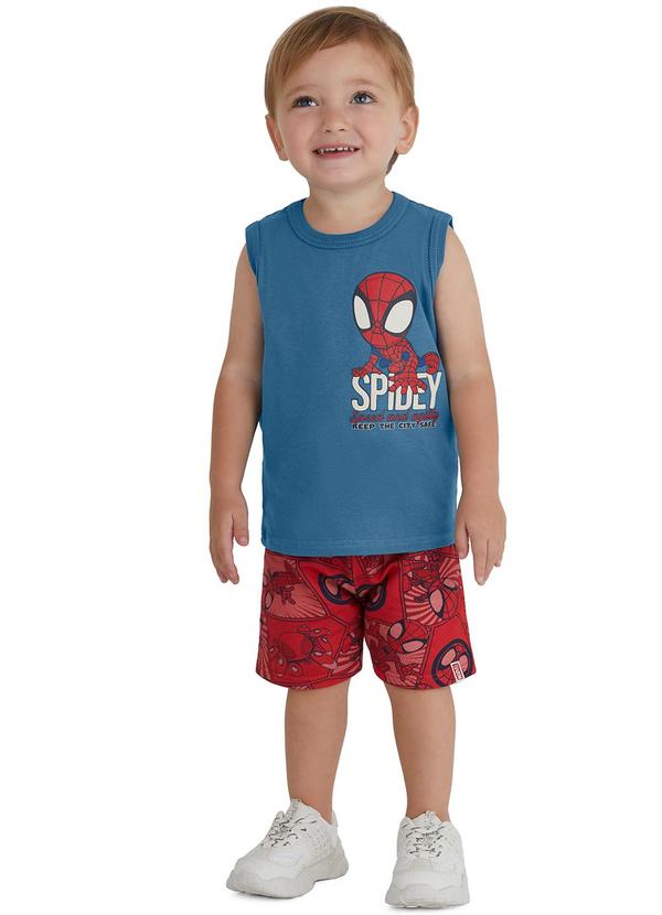 Malwee Kids - Conjunto Spidey Puff Menino Azul Petróleo