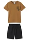 Malwee Kids - Conjunto Stay Rad Moletom Sarjado Azul Escuro - variação: Caramelo