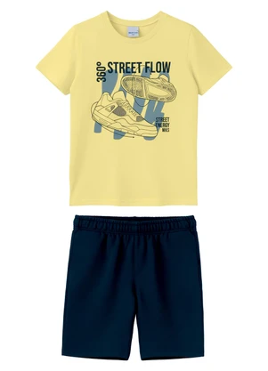 Malwee Kids - Conjunto Street Flow com Moletinho Amarelo Claro - MALWEE KIDS