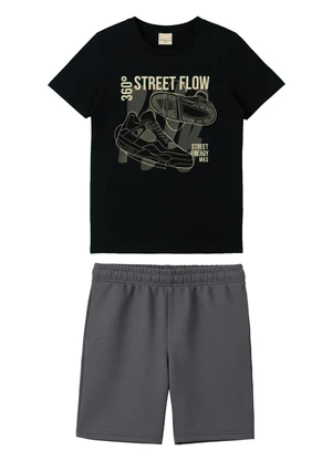 Malwee Kids - Conjunto Street Flow com Moletinho Cinza Chumbo - MALWEE KIDS