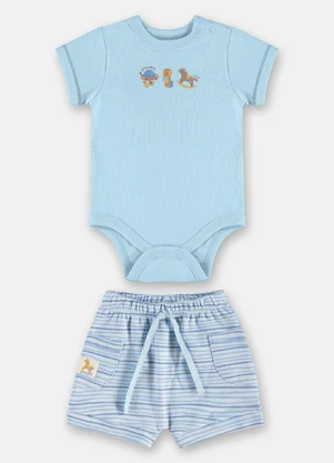 Up Baby - Conjunto Suedine Comfy Body Short Azul - UP BABY