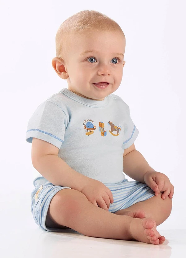 Up Baby - Conjunto Suedine Comfy Body Short Azul