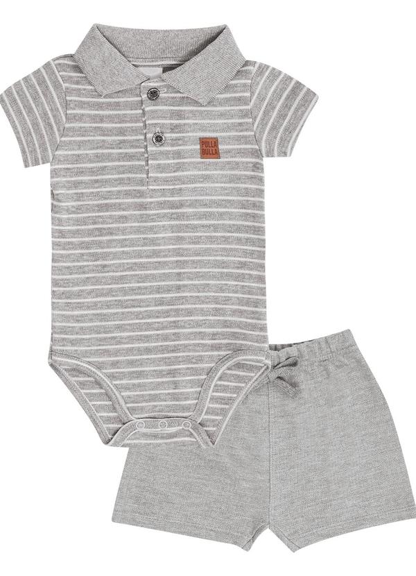 Pulla Bulla - Conjunto Suedine Fio Tinto Cinza