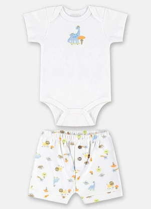 Up Baby - Conjunto Suedine para Bebê Menino Branco - UP BABY