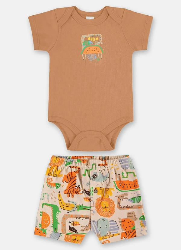 Up Baby - Conjunto Suedine para Bebê Menino Marrom