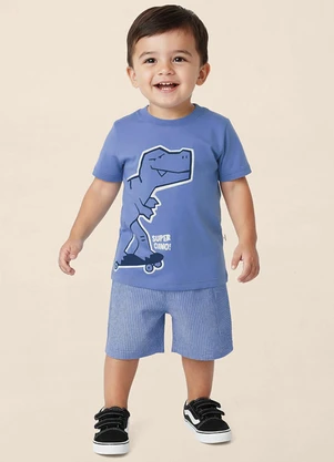 Malwee Kids - Conjunto Super Dino Canelado Azul - MALWEE KIDS