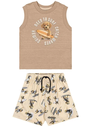 Conjunto Surf Dog Regata Bermuda Quimby Marrom - QUIMBY