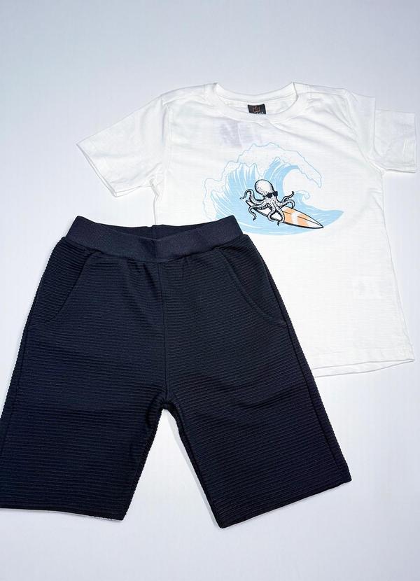 Perfect Boys - Conjunto T-Shirt Flamê e Short Bege