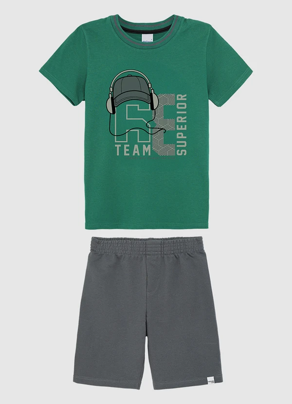 Malwee Kids - Conjunto Team 68 em Moletom Verde