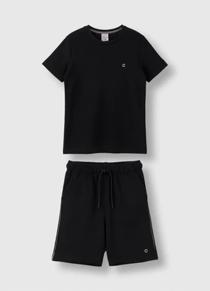 Carinhoso - Conjunto Texturizada com Bordado Preto - CARINHOSO