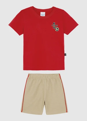 Malwee Kids - Conjunto Time 1 em Moletinho Vermelho - MALWEE KIDS