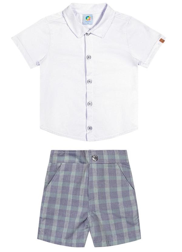 Alenice - Conjunto Tricoline Listrada Menino Branco