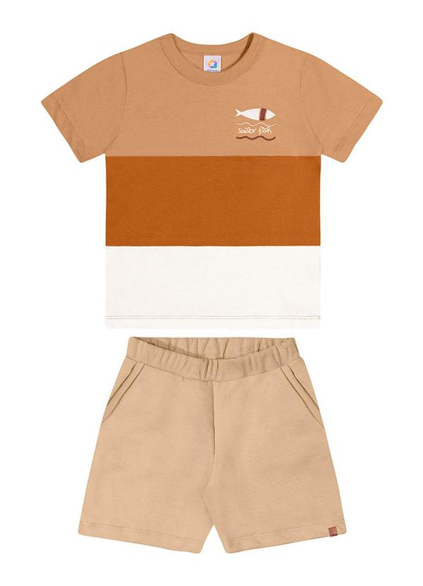 Alenice - Conjunto Tricolor Menino Marrom