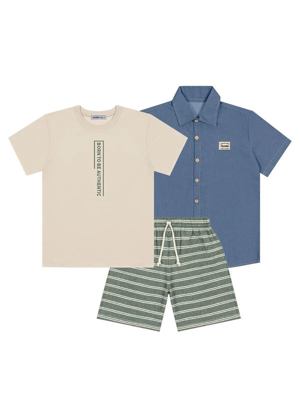 Divertto - Conjunto Trio Menino Born To Be Authentic Bege