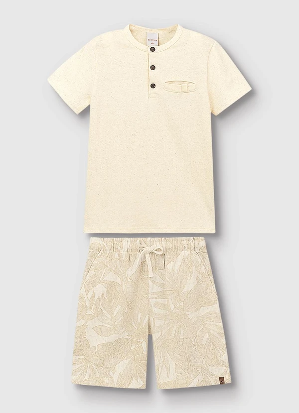Carinhoso - Conjunto Tropical em Linho Areia 2
