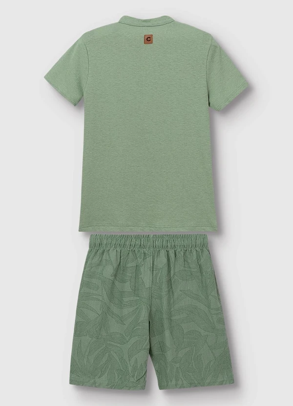 Carinhoso - Conjunto Tropical em Linho Verde Musgo 2