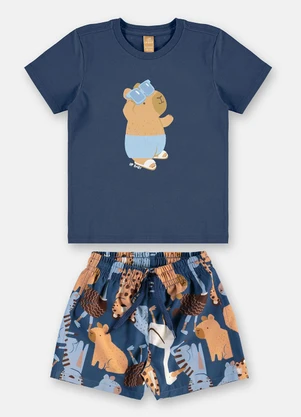 Up Baby - Conjunto Tropical Short Azul - UP BABY