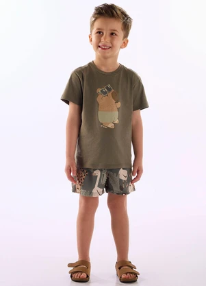 Up Baby - Conjunto Tropical Short Verde - UP BABY