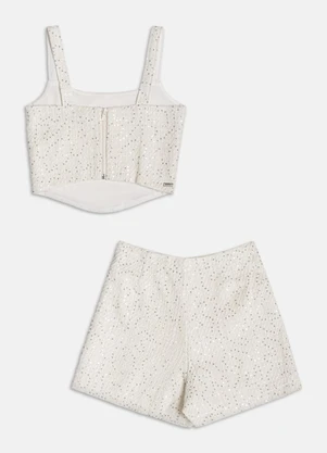 Authoria - Conjunto Tweed com Top e Short  Off White - AUTHORIA