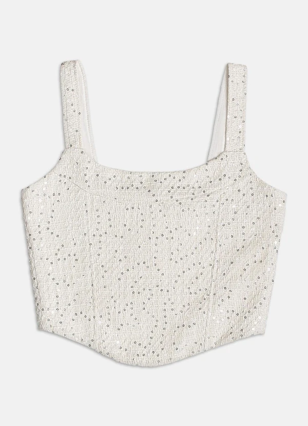 Authoria - Conjunto Tweed com Top e Short  Off White 3