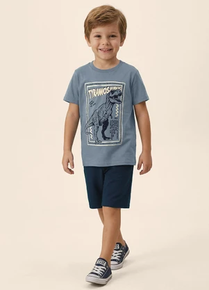 Malwee Kids - Conjunto Tyrannosaurus com Moletinho Azul Pastel - MALWEE KIDS