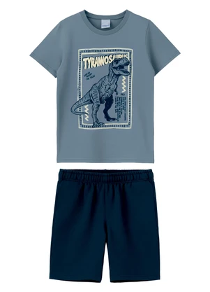 Malwee Kids - Conjunto Tyrannosaurus com Moletinho Azul Pastel - MALWEE KIDS