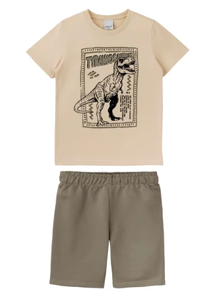 Malwee Kids - Conjunto Tyrannosaurus com Moletinho Bege - MALWEE KIDS