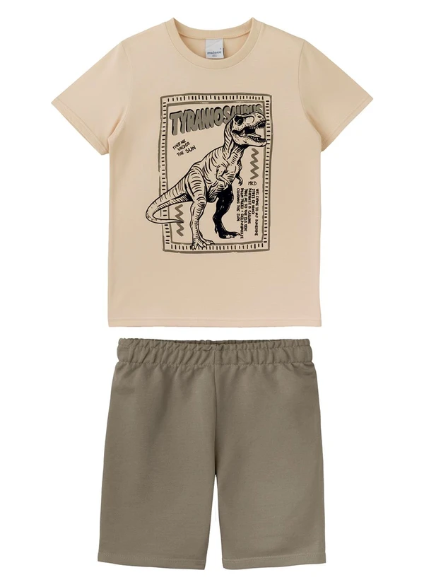 Malwee Kids - Conjunto Tyrannosaurus com Moletinho Bege