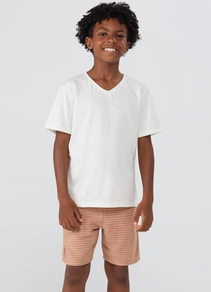 Vida Costeira - Conjunto Verão Básico Gola V Off White - VIDA COSTEIRA