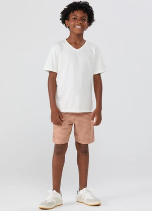 Vida Costeira - Conjunto Verão Básico Gola V Off White - VIDA COSTEIRA