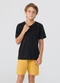 Vida Costeira - Conjunto Verão Básico Gola V Off White - variação: Preto