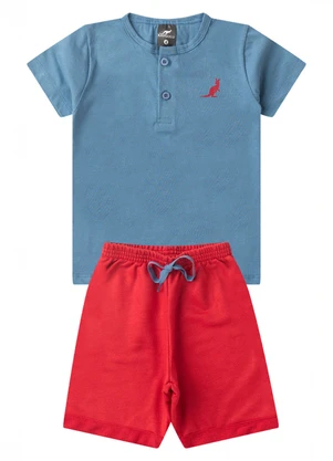 Rosa Azul - Conjunto Verão Botão Básico Kangulu Azul - ROSA AZUL