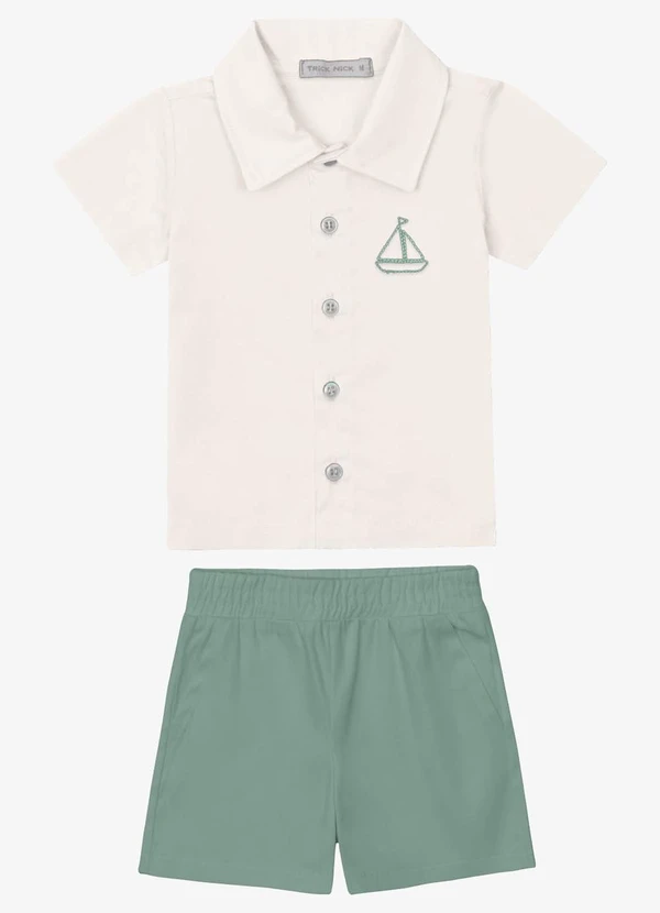 Trick Nick - Conjunto Verão Menino Camisa e Bermuda Bege