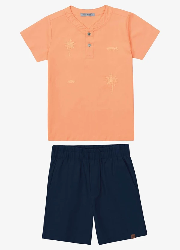 Trick Nick - Conjunto Verão Menino Camisa e Bermuda Laranja