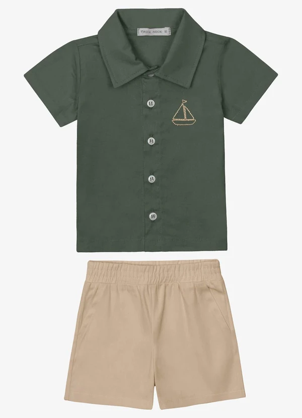 Trick Nick - Conjunto Verão Menino Camisa e Bermuda Verde
