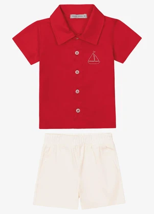 Trick Nick - Conjunto Verão Menino Camisa e Bermuda Vermelho - TRICK NICK