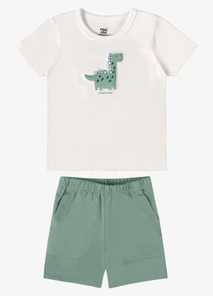 Rovi Kids - Conjunto Verão Menino com Bordado Bege - ROVI KIDS