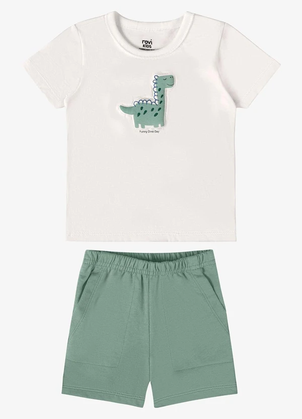 Rovi Kids - Conjunto Verão Menino com Bordado Bege