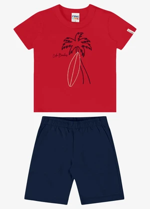 Rovi Kids - Conjunto Verão Menino com Bordado Vermelho - ROVI KIDS