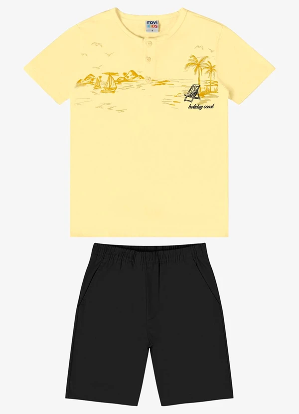 Rovi Kids - Conjunto Verão Menino com Peitilho Amarelo
