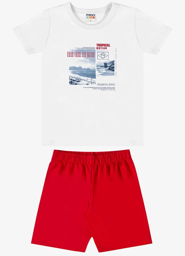Rovi Kids - Conjunto Verão Menino com Relevo Branco