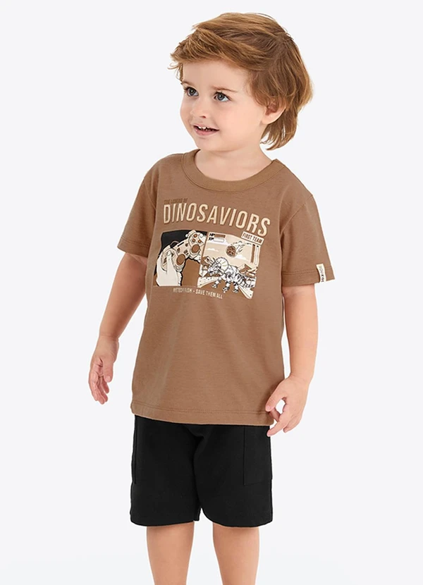 Rovi Kids - Conjunto Verão Menino Estampa com Gel Marrom